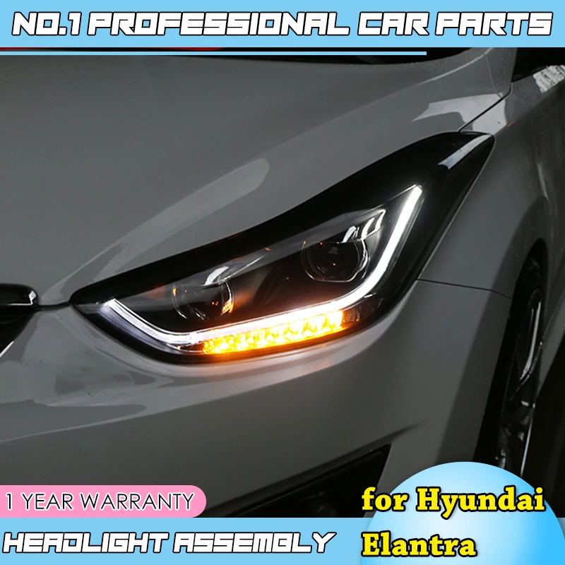 car accessories for Hyundai Elantra MD LED 2011-2016 Headlights New Elantra DRL Lens Double Beam H7 HID Xenon Car Accessories