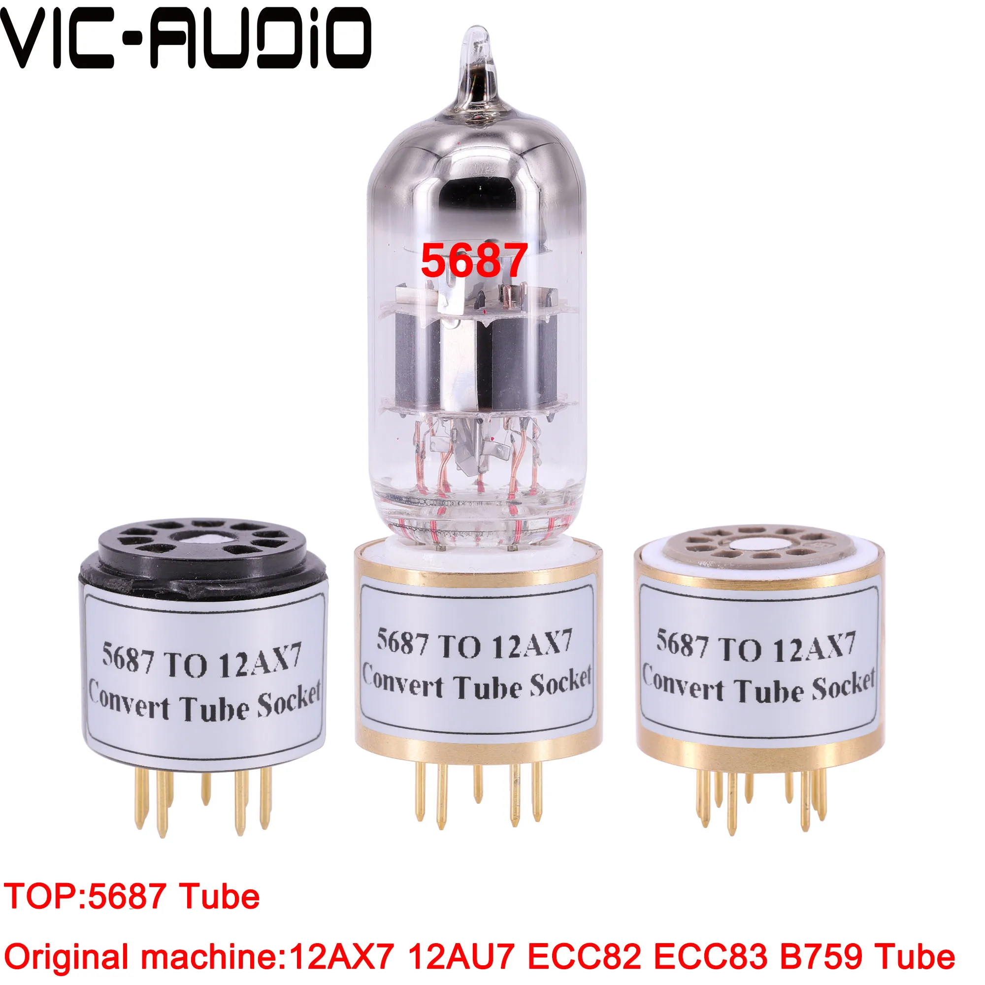 1PC 5687(Top) TO 12AT7 12AX7 12AU7(ECC83)(bottom) 9Pin TO 9Pin Tube DIY Audio Vacuum Tube Adapter Socket Converter Free Shipping