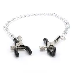 Sexy Women Nipple Breast Clamps Metal Chain Clips Adult Sex Toys Couple Games New Interest bound handcuffs