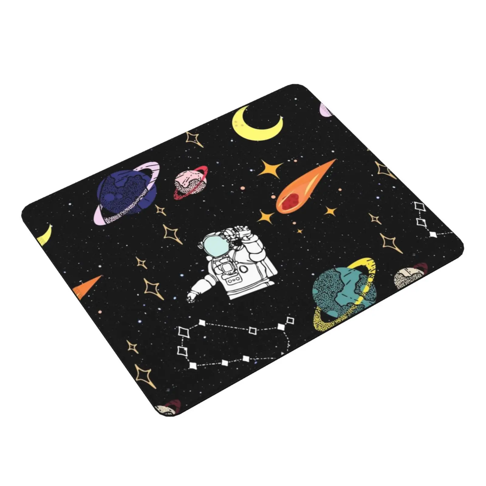 Space Pattern Mouse Pad DIY Print Space Pattern Planets Quarantine Yellow Pink Elon Musk Outer Space