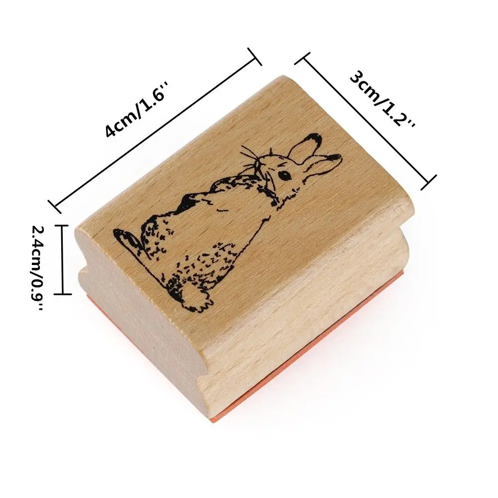 1PC New 4x3cm 1pc Vintage Wooden Animal Stamps Rubber Stamps Scrapbooking Standard Stamp Home Sewing Crafts Decoration