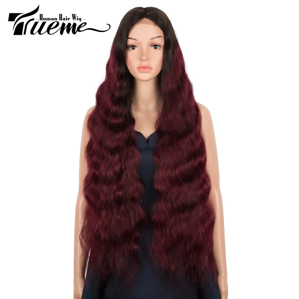 

Trueme Ombre Burgundy 32 34 Body Wave Lace Closure Wig Super Long Brazilian Body Wave Lace Front Human Hair Wigs For Women