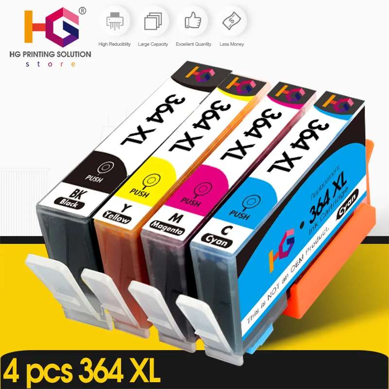 4 pcs printer ink cartridge for  HP364XL HP 364 XL for HP Photosmart 5510 5515 6510 B010a B109a B209a Deskjet 3070A HP364