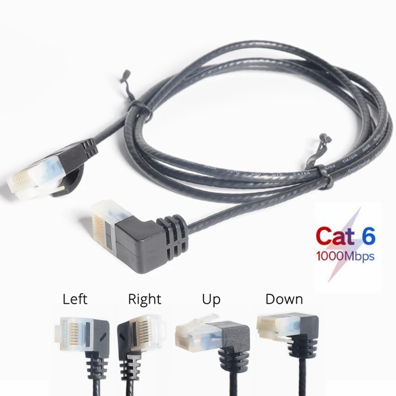 Ultra Slim Cat6 Ethernet Cable RJ45 Right Angle UTP Network Cable Patch Cord 90 Degree Cat6a Lan Cables for Laptop Router TV BOX