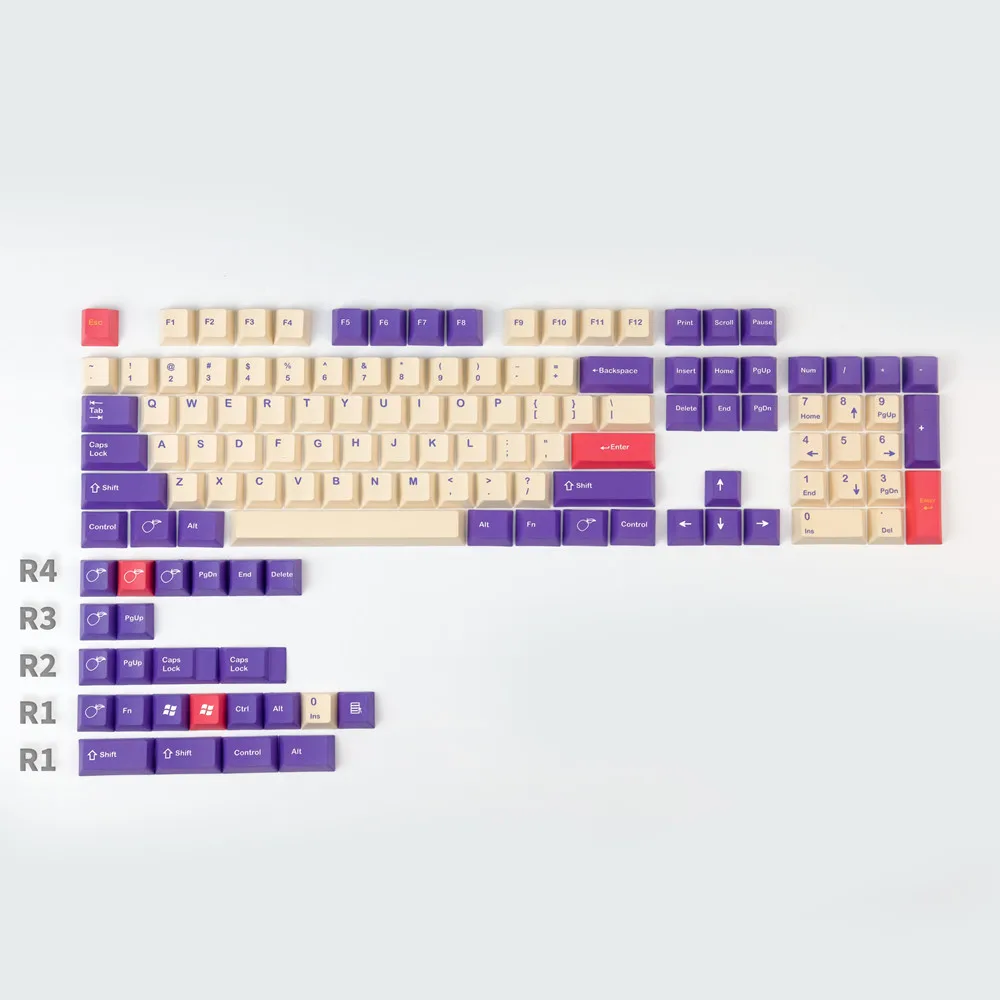 

1 Set Plum Theme Keycaps PBT Dye Sublimation Cherry Profile GMK Key Caps With 1.75u 2u Shift 1.5U Ctrl Alt