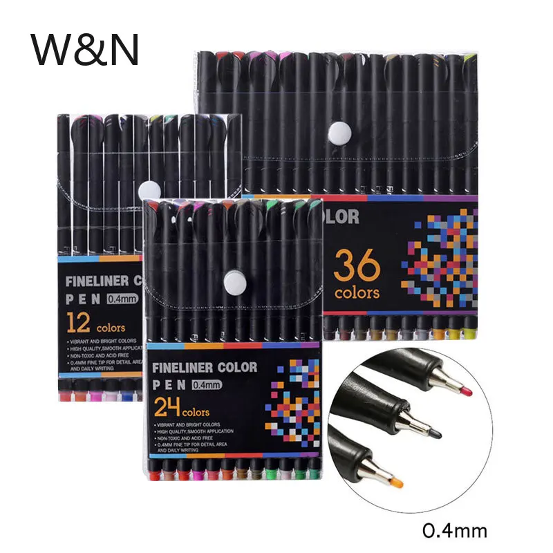 12/24/36 Colors/set Porous-Point Pens 0.4mm Fine Point Art Markers for Drawing Writing Art Supply Kawaii School Stationery Set