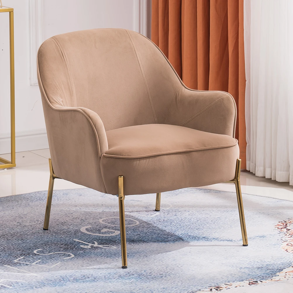 Ergonomics Accent Chair Living Room Chair Bedroom Chair Home Chair Modern New Soft Velvet Material W/Gold Adjustable Legs[US-W]