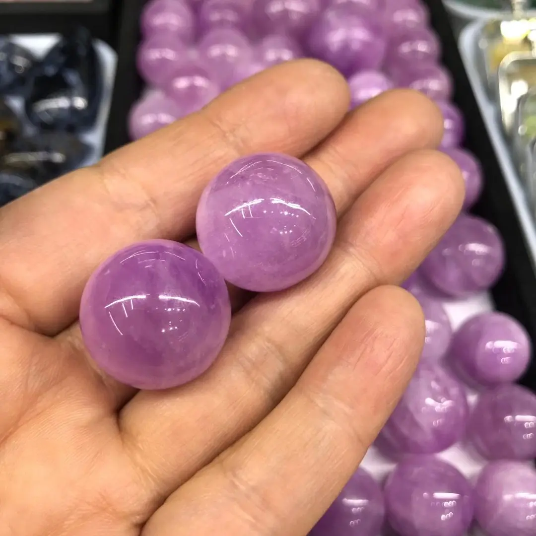 50g 1.5-2cm Top Quality Natural Gems Kunzite Ball Crystal Mini Purple Spodumene Sphere Cute Gifts Indie Jewelry Beads Room Decor