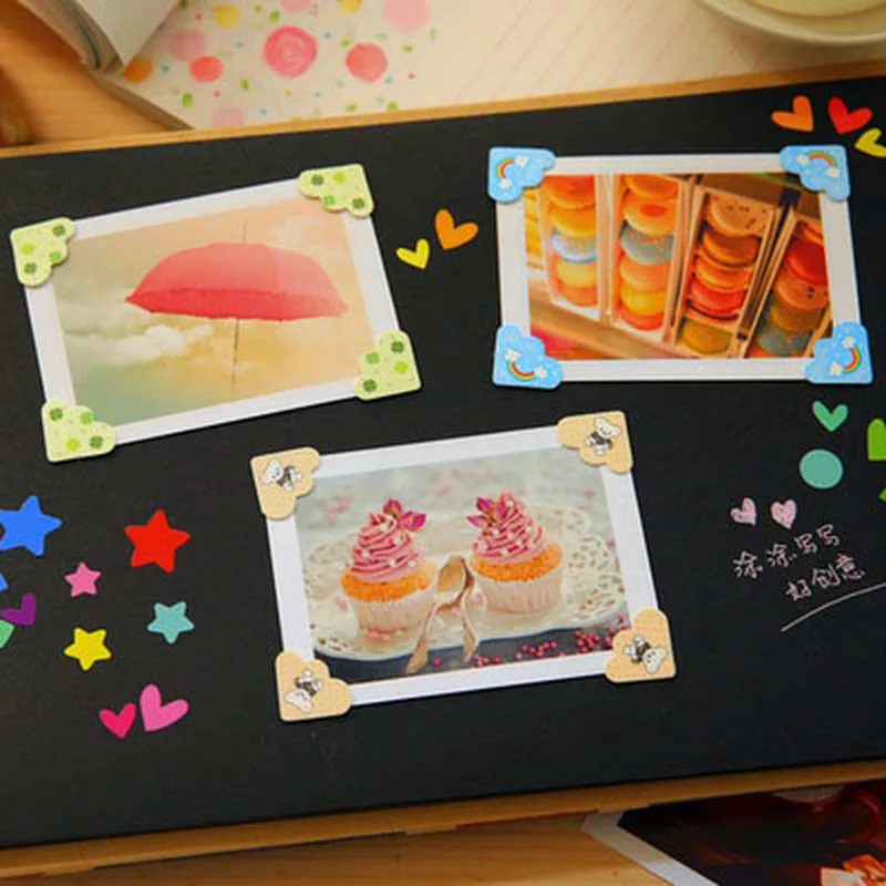 24 pcs/lot Photo Corner Stickers Cute Cartoon DIY Albums Decor Kids Baby Albums Frame Scrapbooking Decoration Self Adhesive