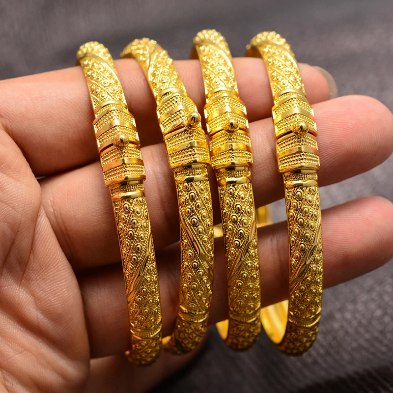 Dubai Arabic Kuwait Nigeria Gold Color Queen Bangles Bracelets For women Girl Dubai Arabic middle East bride  African jewelry