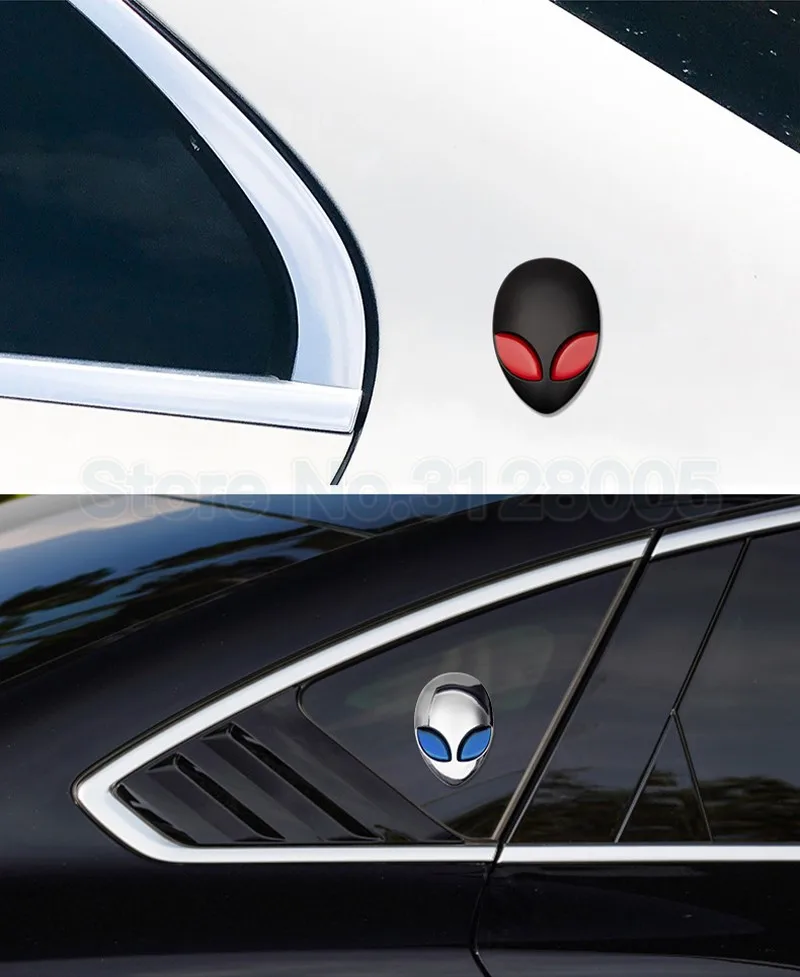 شارة شعار سيارة معدنية ثلاثية الأبعاد Alienware برأس أجنبي ، شعار دراجة نارية ، ملصق غطاء رأس السيارة ، تصميم هيكل السيارة