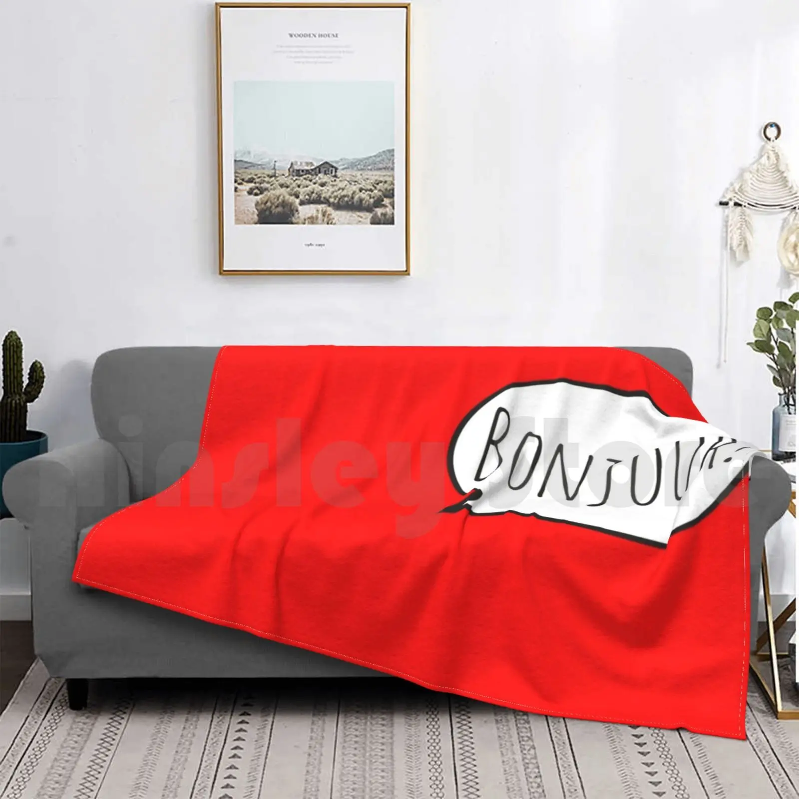 تشجيري بونجور! مع فقاعة الكلام البيضاء (فران؟ بطانية Ais / French) فائقة النعومة ودافئة وخفيفة ورقيقة من Bonjour Say Bonjour #3