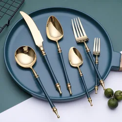 Stainless Steel Cutlery Set, Western Roman Column Knife, Fork, Spoon, Coffee, Dessert, Kitchen, Hotel Tableware Supplies