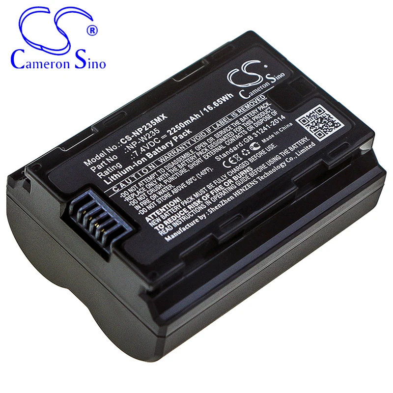 CameronSino Battery for Fujifilm X-T4 fits Fujifilm NP-W235 camera battery 2250mAh/16.65Wh 7.40V Li-ion Black