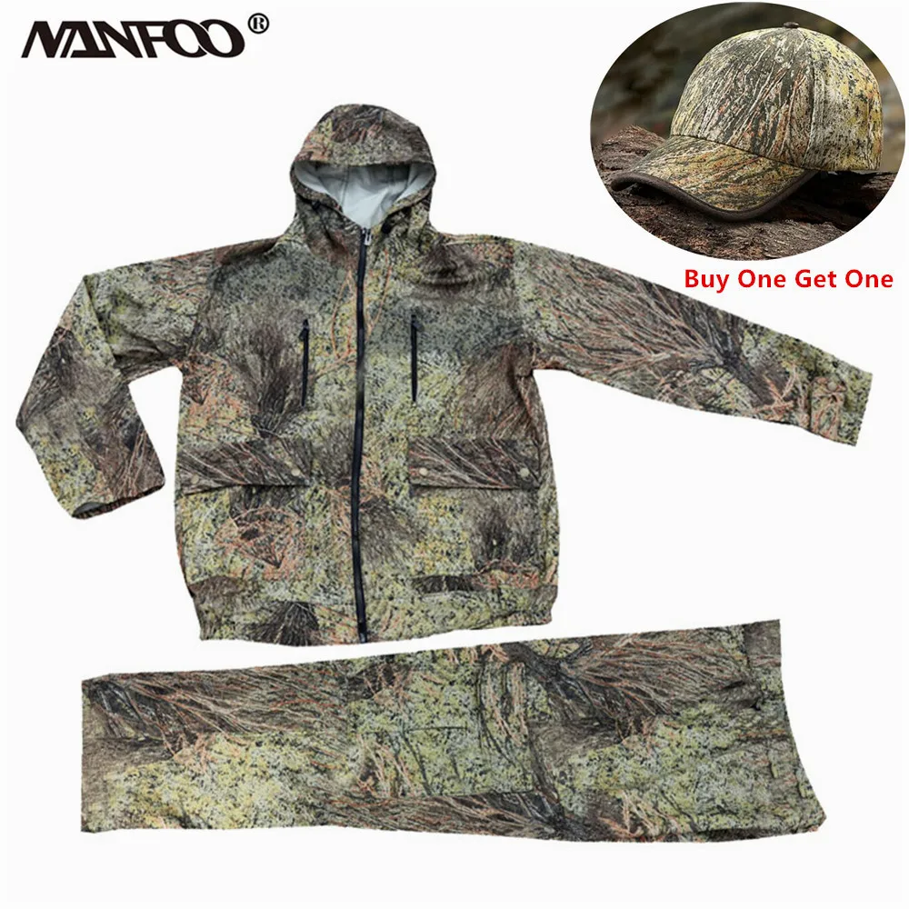 spring-autumn-windproof-bionic-camouflage-hunting-fishing-suit-men's-outdoor-hooded-jacket-pants-wear-resistant-tactical-cloth