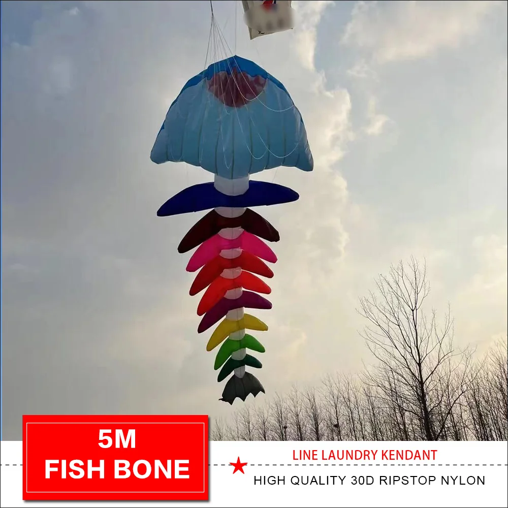 NEW ARRIVAL 5M FISH BONE line laundry kite pendant soft inflatable kite show kite wind sock