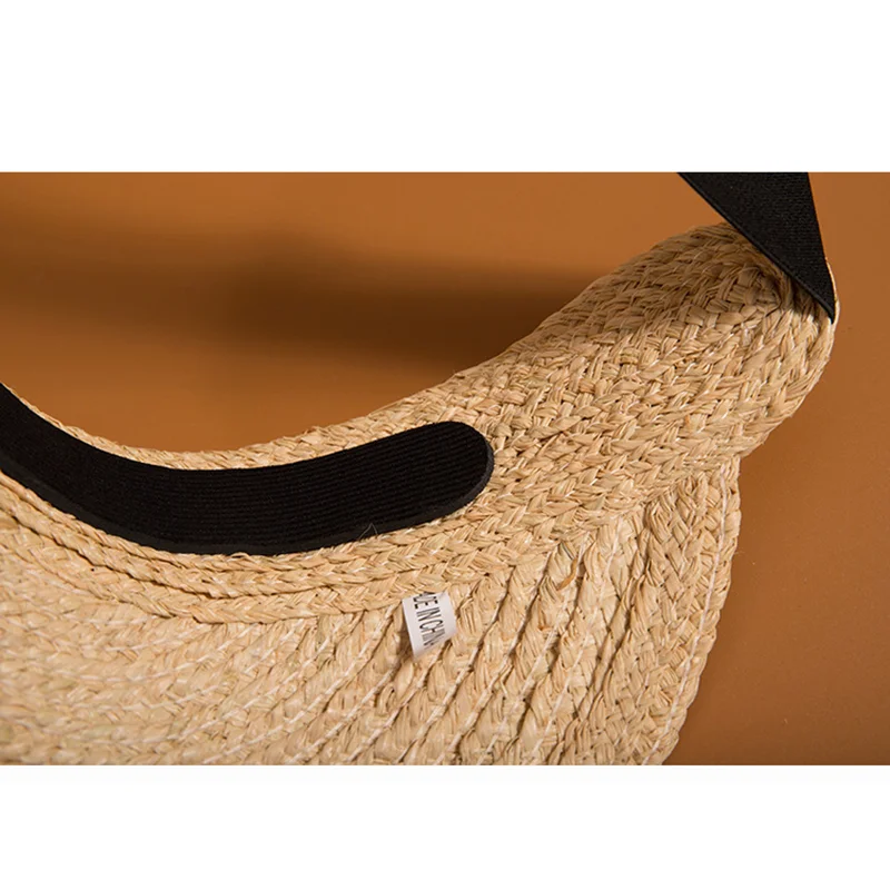 2021 Fashion Summer Lafite Straw Empty Top Beach Hats Female Bow Sunscreen Folding Women Sun Hat Beach Hat Anti-UV Adjustable