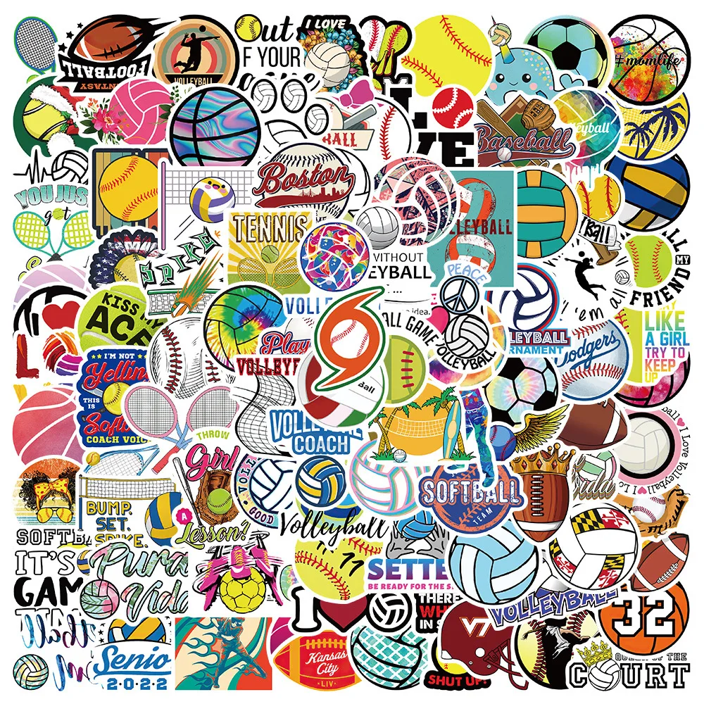 10/30/50/100PCS adesivi per giochi di palla sport all'aria aperta pallavolo calcio Baseball per la decorazione Cartoon Graffiti Decal Sticker F5