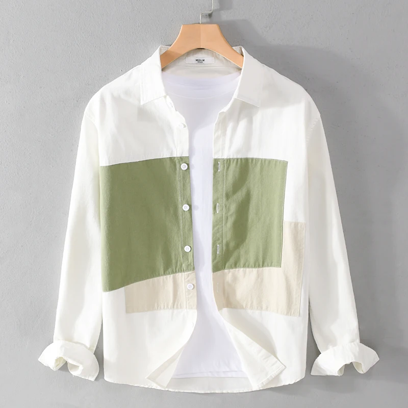 New Suehaiwe's Brand Italy Casual Pure Cotton Shirts For Men Trend Patchwork Comfortable Tops Clothing Chemise Camisa Masculina