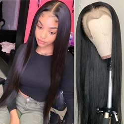 36 38Inch Bone Straight 13x6 HD Lace Frontal Wig 100% Human Hair Wigs Brazilian Straight 13x4 Lace Front Wig PrePlucked Hairline