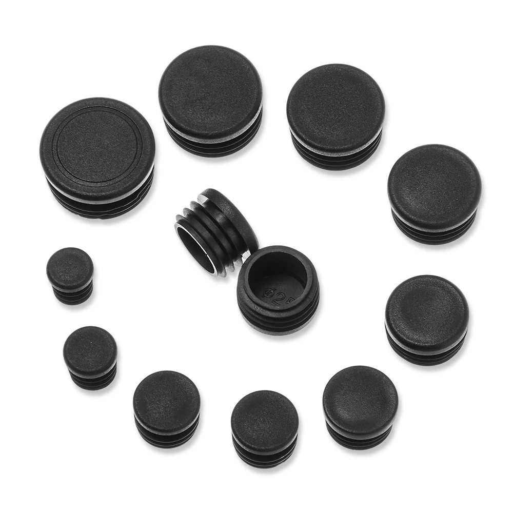 10Pcs/Pack Black Round Plastic Plug Non-Slip Covers Floor Protectors Sleeve Plug Head Table Chair Foot Pad