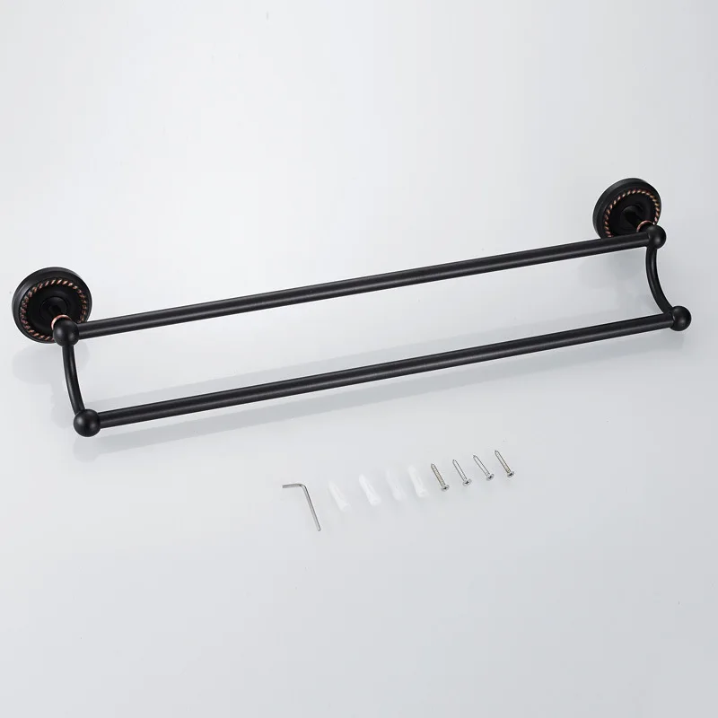 1PC Towel Rack Wall Mounted Brass Black/Antique Wall Shelf Towel Holder For Bathroom Accessories 55CM