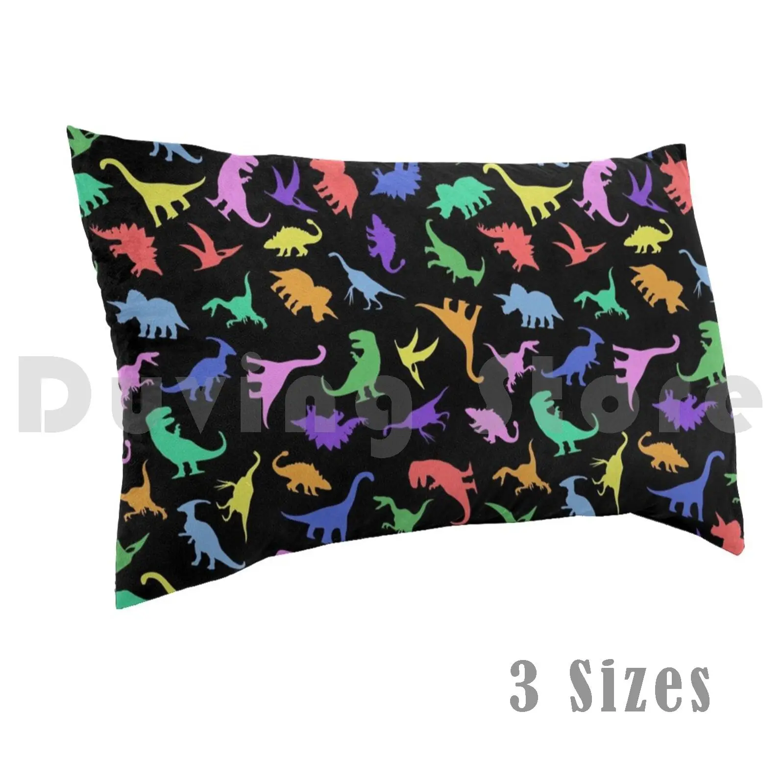 Fun Dinosaur Pattern ( Black Background ) Pillow Case Printed 50x75 Dinosaur Dinosaurs Dino Dinos