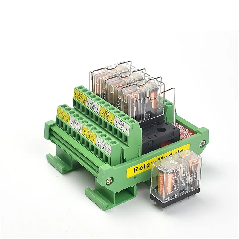 4-Channel 2NO+2NC Interface PNP NPN Compatible DIN Rail Mounting Interface Relay Module G2R-2 5A 12V 24V DC