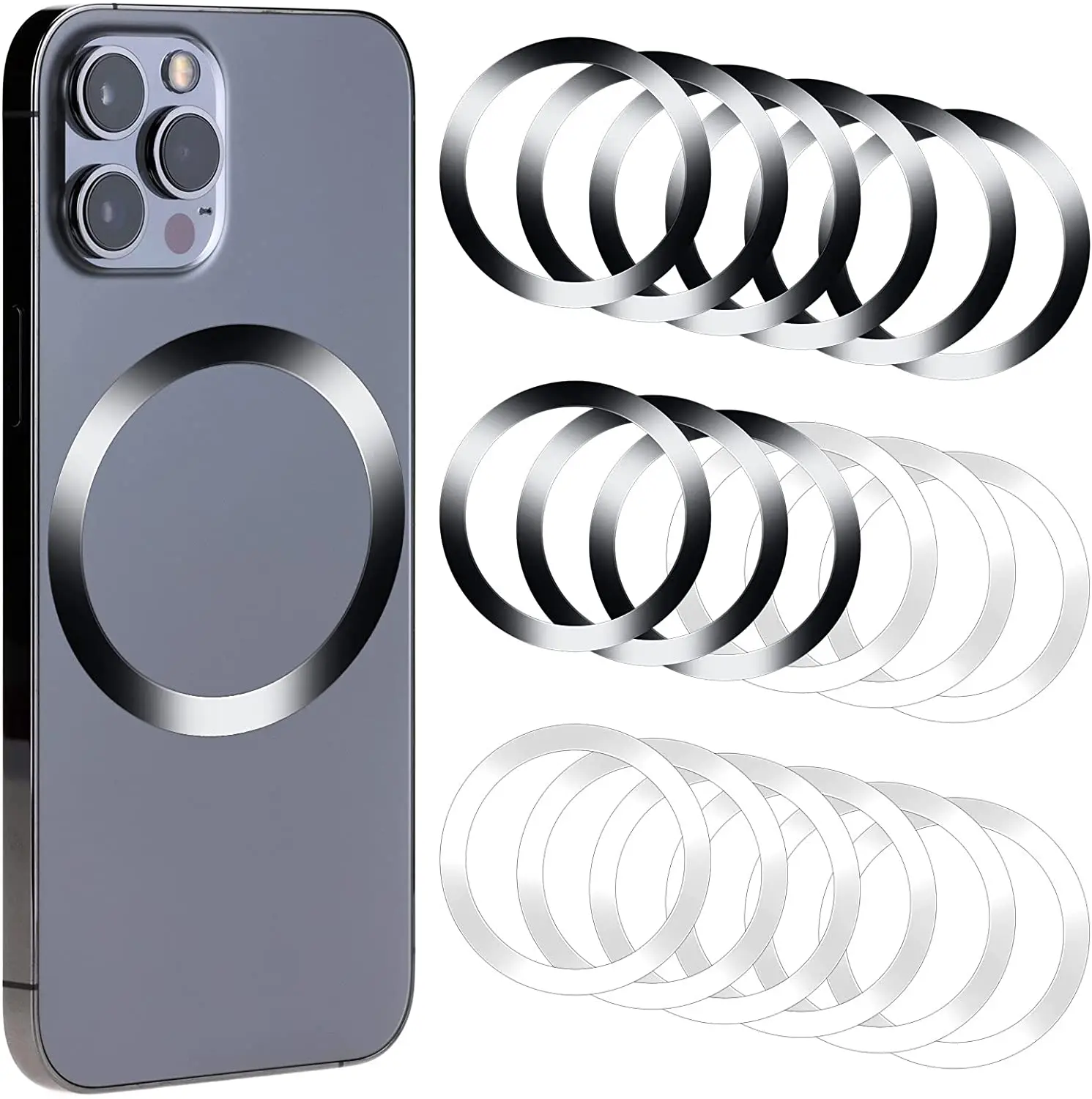Pierścień magnetyczny do iPhone'a 13 12 Pro Max Samsung S21 Etui Metalowa naklejka na bezprzewodową ładowarkę Macsafe Magnetyczny uchwyt samochodowy na telefon