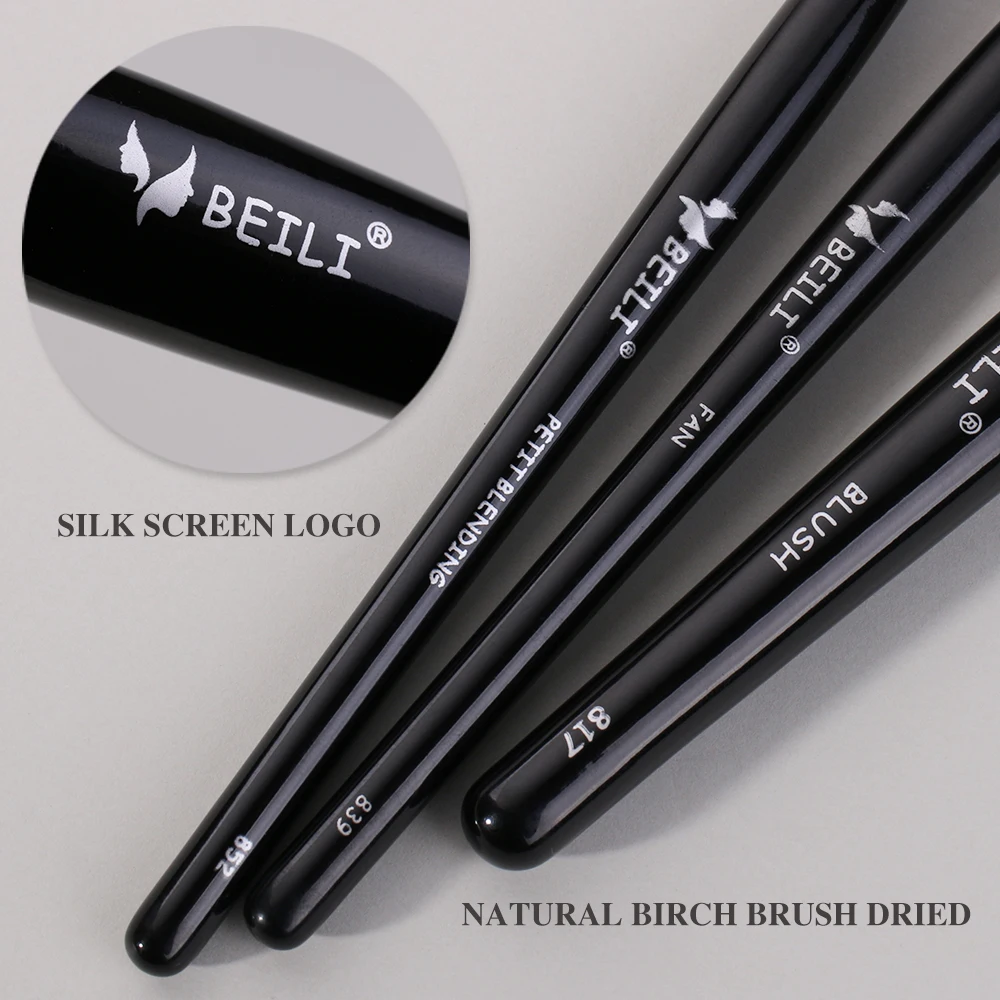 BEILI Black 10 pcs Professional Makeup Brushes Set Synthetic Hair Foundation Powder Blushes Eyeshadow Eyebrow Make up Brush