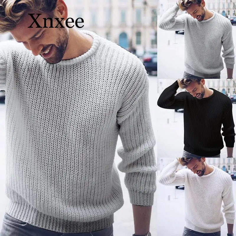 white Winter Wool Sweater Black White Casual Knitted Pullover Solid O Neck Men Sweaters Fashion Streetwear Autumn Winter Tops