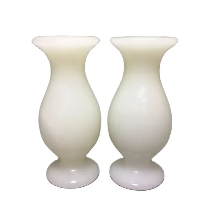 

China Hand Carved, A Pair White Jade Vase, Decorated Living Room Decoration Fengshui