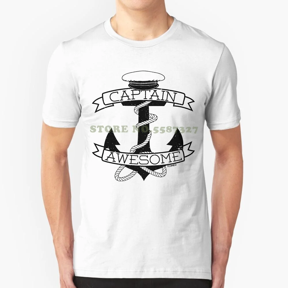 Captain Awesome-Fisher Boat Fisherman Flag Men's T Shirt Print T Shirt Men Summer Style