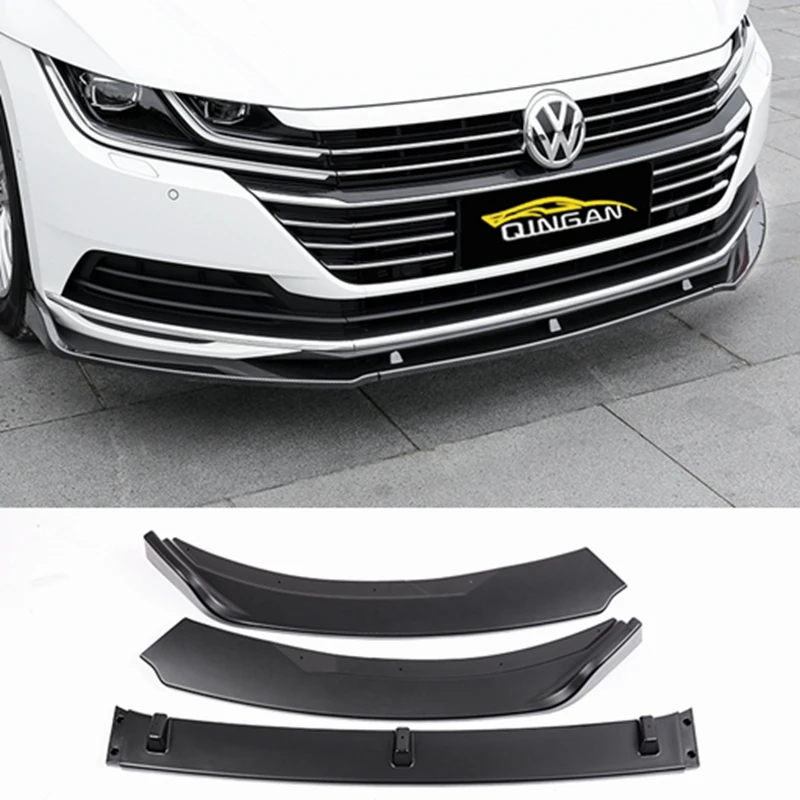 Front Bumper Lip Splitters For VW Volkswagen arteon CC 4-Door 2018 2019 3PCS/Set PP Black