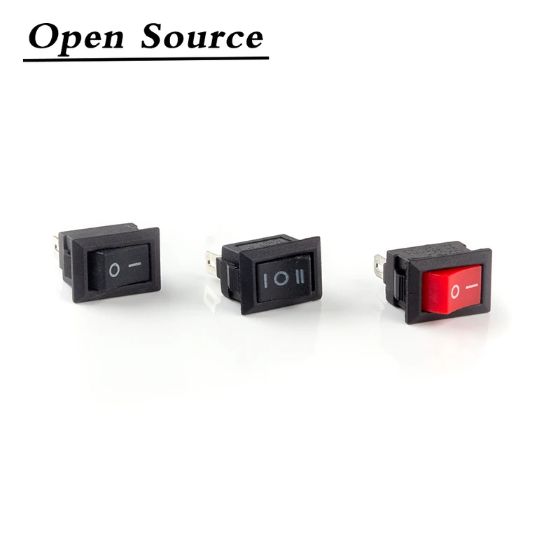 10Pcs Push Button Switch 10x15mm SPST 3Pin 3A 250V KCD11 Snap-in on/Off On-Off-On Rocker Switch 10MM*15MM Black Red and White