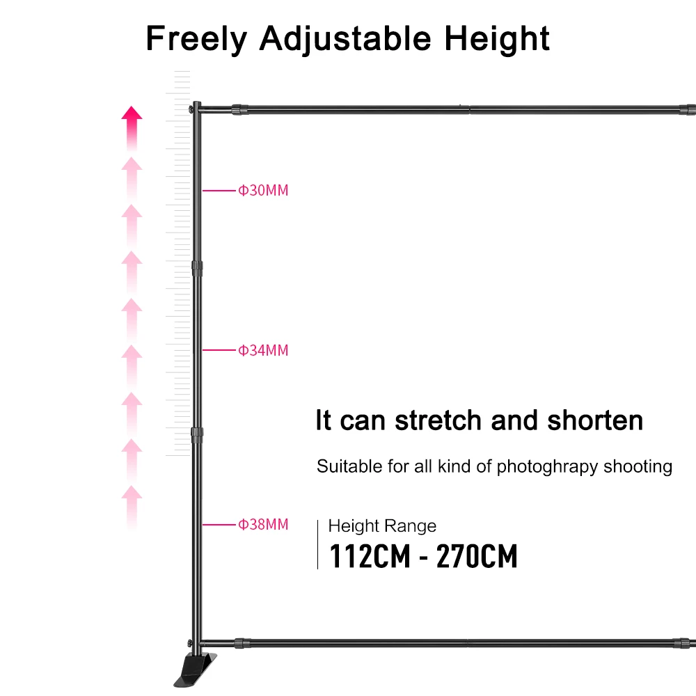 SH Double-Crossbar Backdrop Background Stand Frame Support System For Photography Photo Studio Video Muslin Green Screen