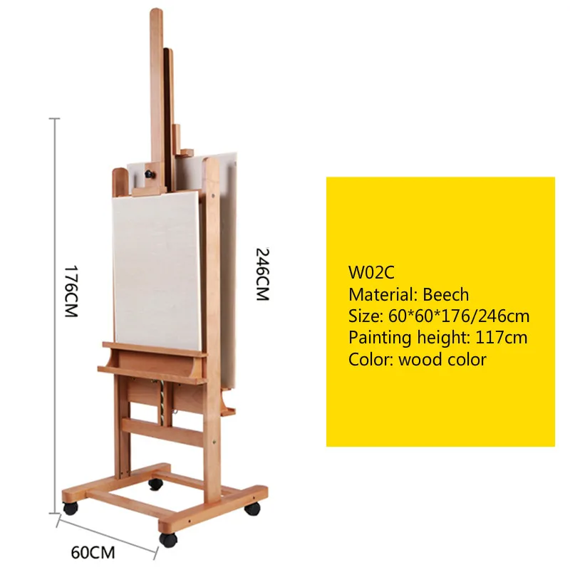 Solid Wood Easel Folding Art Oil Paint Sketch Lift Easel Advertising Display Stand Caballete De Pintura Painting Accessories