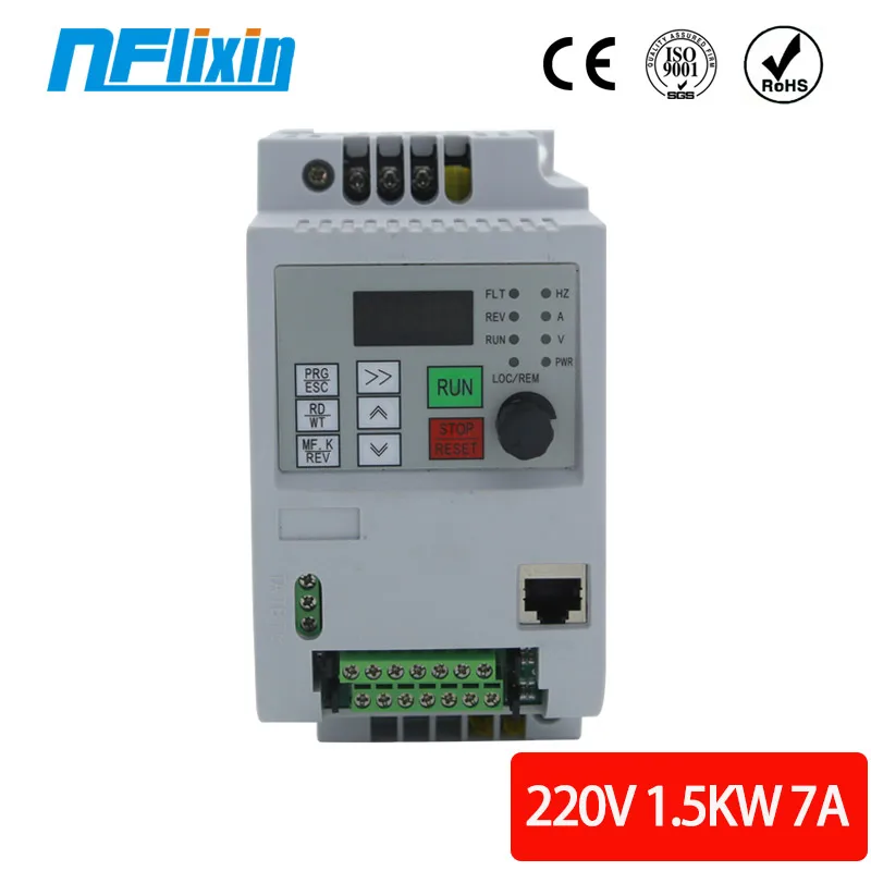 NFlixin-inversor de frecuencia monofásico, 1,5 kW/2,2 kW, AC220V, VFD, velocidad ajustable, Motor de husillo CNC