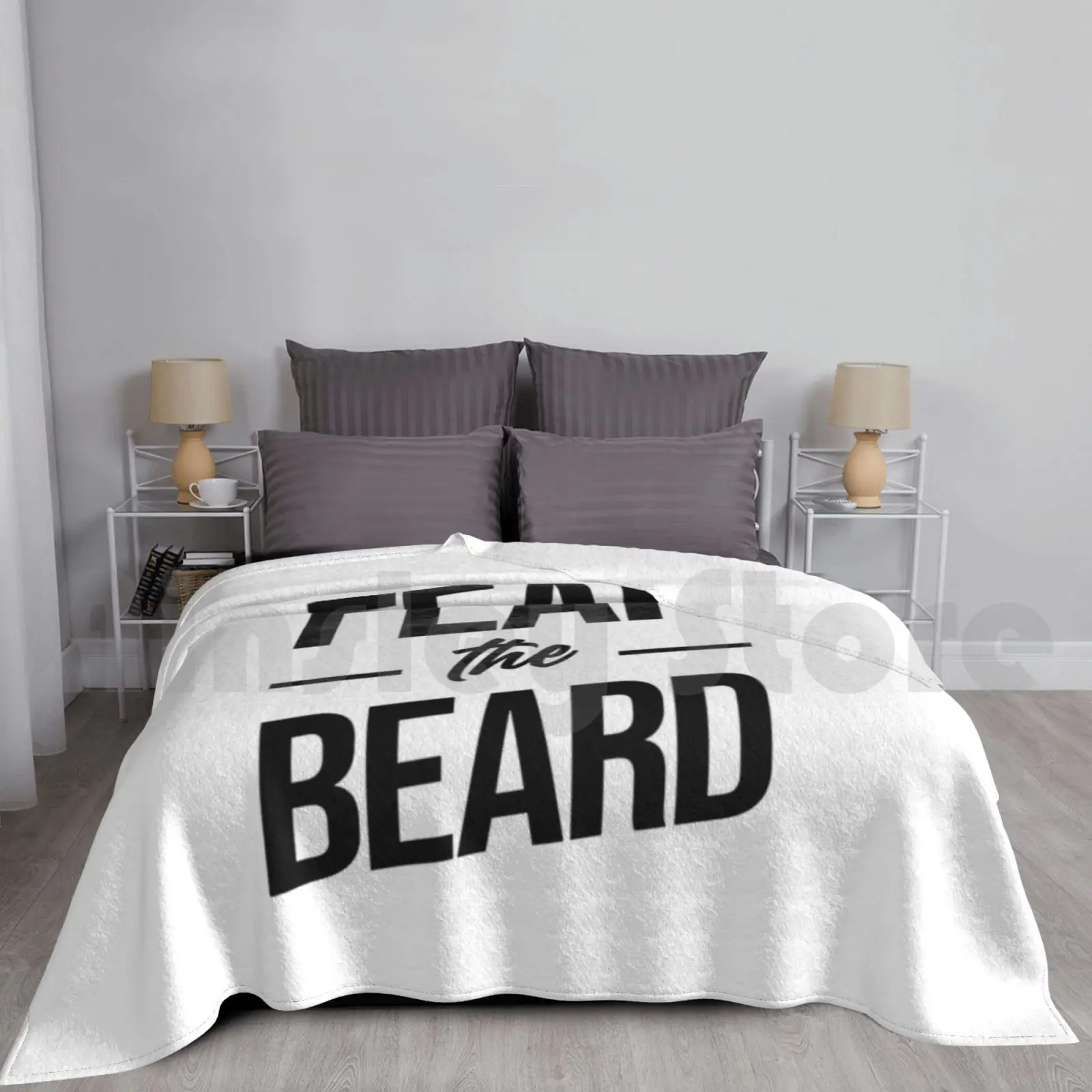 Fear The Beard By Skjegg Beard Works Blanket Super Soft Warm Light Thin Beard Beards Bearded Barbershop Black White