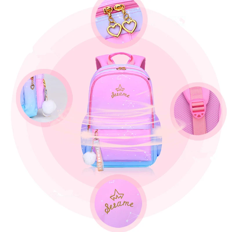 Mochila ortopédica para niña, morral escolar de nailon para niña, niño de primaria morral escolar para, bolso para libros de grado 1-6