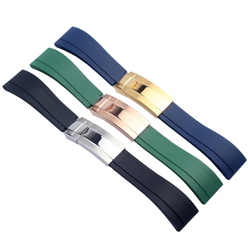 High quality Rubber watch strap for Rolex Tudor wristband 20mm 21mm black blue green waterproof silicon watches band bracelet