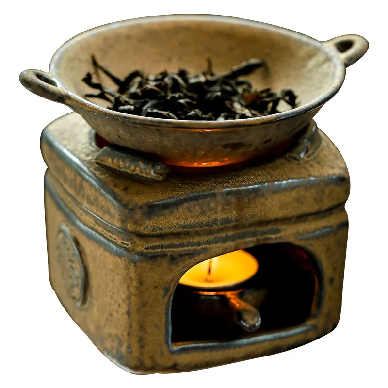 Creative Retro Ceramic Incense Burner Coarse Pottery Aroma Burners Essential Oil Lamp Candle Holder Tea Ceremony Home Decor