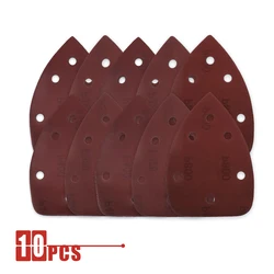 10 PCS Sanding Sheets 140*140*90mm 6 Hole Triangle Sandpaper Hook & Loop Abrasive Sanding Disc For Wood Sanding
