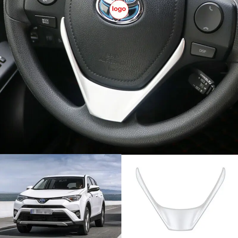 

For Toyota RAV4 2014-2016-2019 ABS silver steering wheel U type Moulding Cover Trim Car Accessories 1pcs