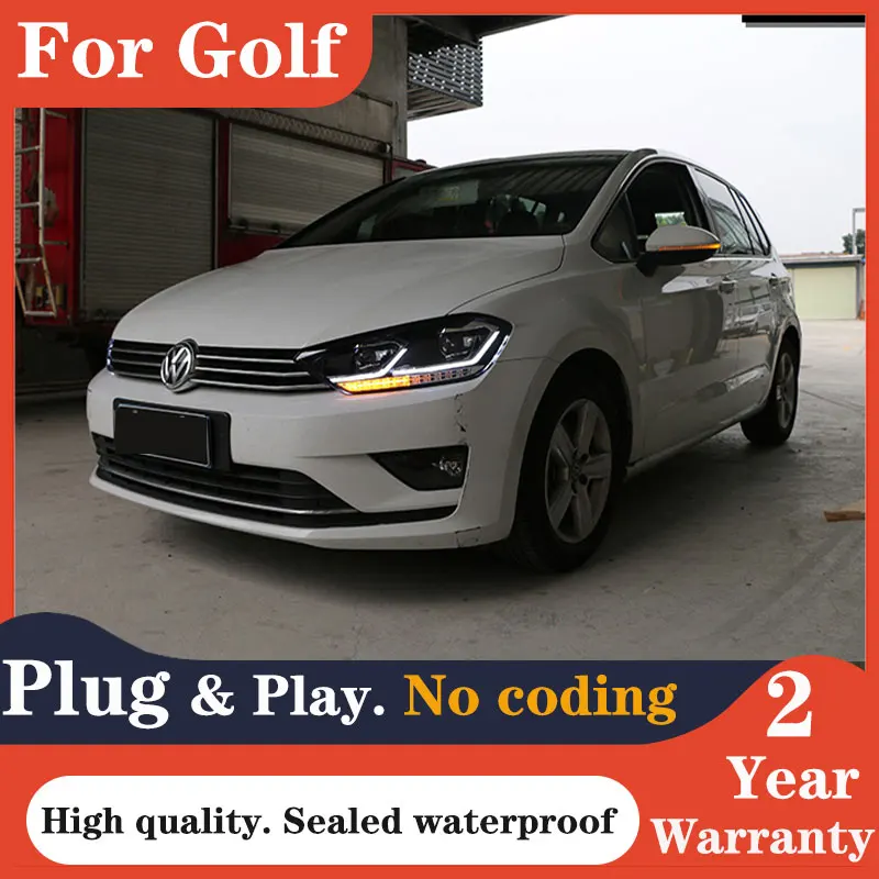 รถจัดแต่งทรงผมโคมไฟสำหรับ Golf Sportsvan ไฟหน้า2016 Golf 7 Sportsvan LED ไฟหน้า Bi Xenon โปรเจคเตอร์เลนส์อุปกรณ์เสริมอัตโนมัติ