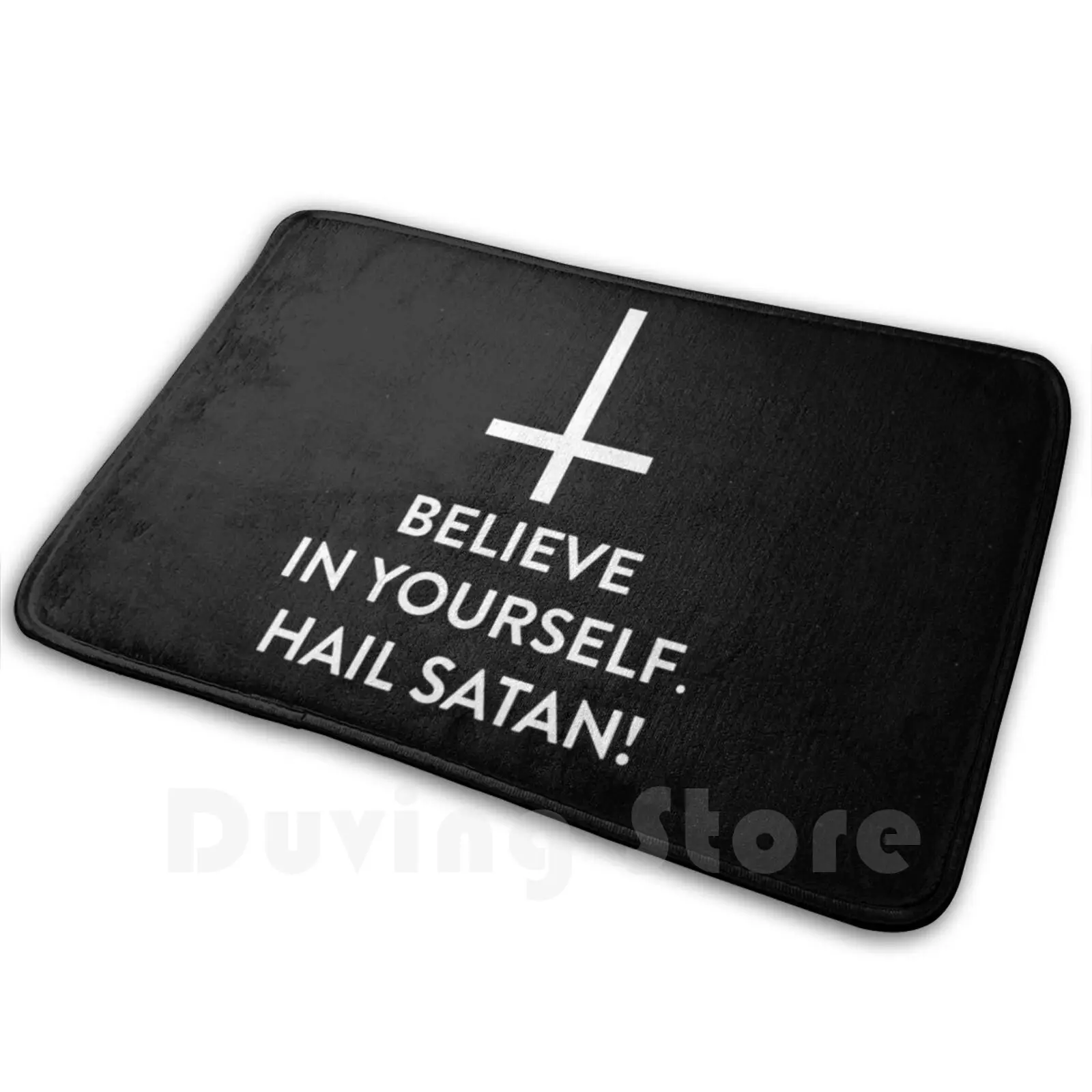 

Believe In Yourself Hail Satan Inverted Cross Soft Non-Slip Mat Rug Carpet Cushion Magic Occult Esoteric Magik Magick