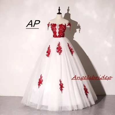 ANGELSBRIDEP Tulle Ball Gown Quinceanera Dresses Boat Neck Pearls Flowers Vestidos De 15 Anos Short Sleeves Princess Party Gowns