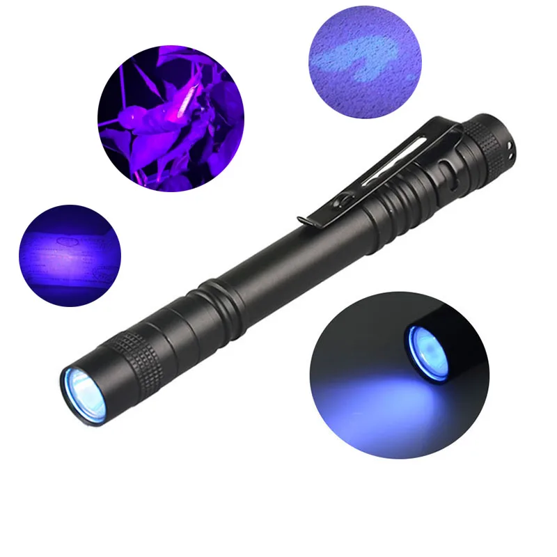 GM 365nm 3W LED UV Penlight Mini UV LED Pen Light With Clip Function UV Pen Flashlight Black Light For Pet Urine Detect