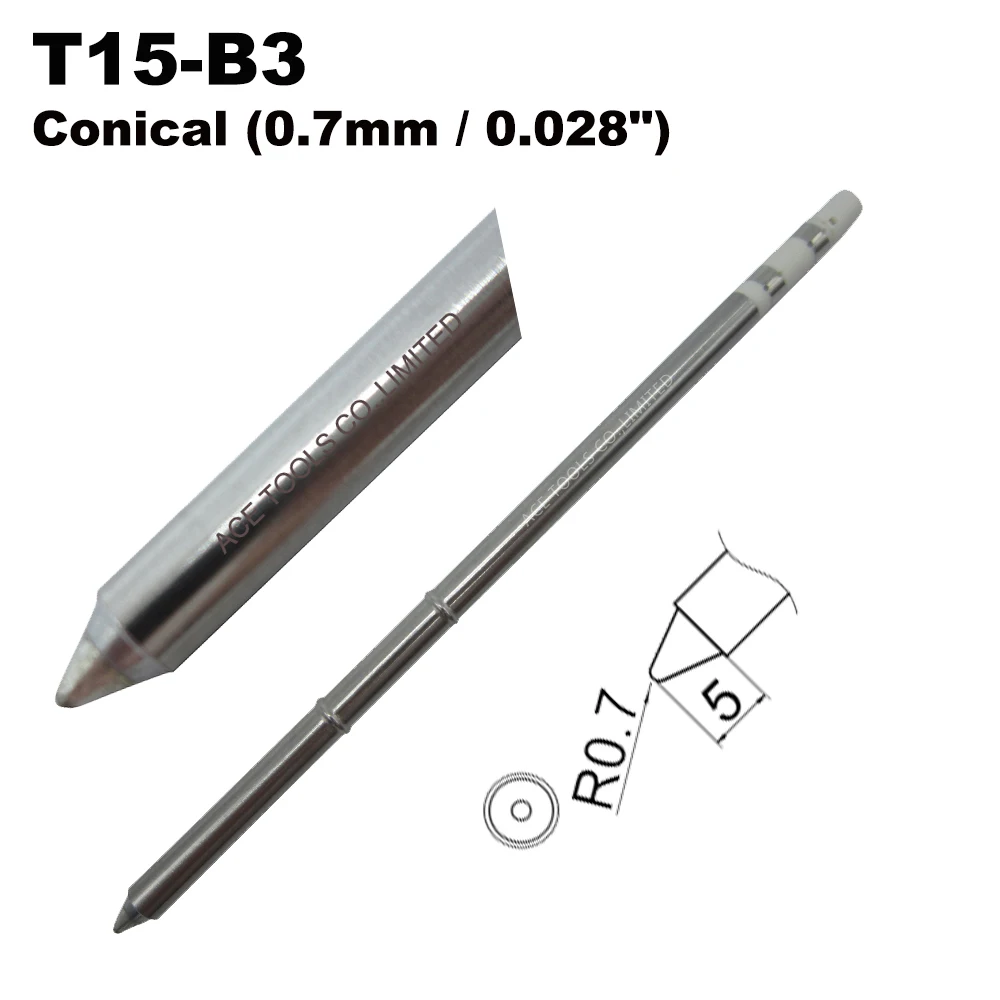 10 PCS T15-B3 Conical 0.7mm Replacement Soldering Tip for HAKKO FX-951 FX-950 FX-952 FX-9501 FM-2028 FM2027 Handle Iron