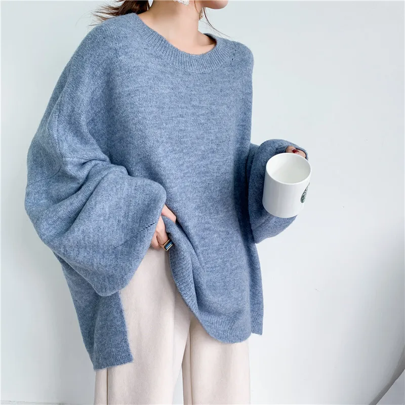 [ZAYAU]Lantern Sleeve Soft Waxy Knitted women's Sweater Early Autumn New Loose Dress, Foreign Style, Versatile Students2021